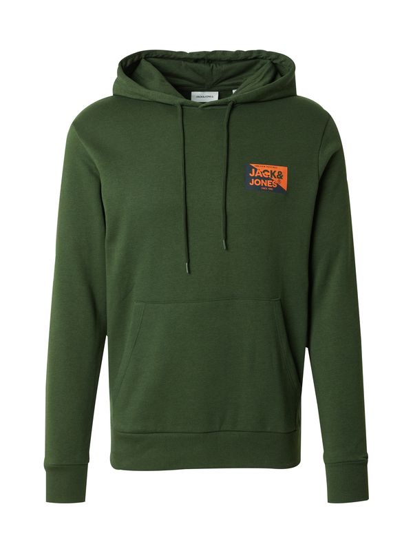 JACK & JONES JACK & JONES Sweater majica 'JJNOLAN'  morsko plava / tamno zelena / narančasta
