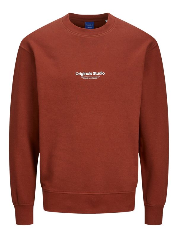 JACK & JONES JACK & JONES Sweater majica 'JORVesterbro'  hrđavo smeđa / bijela