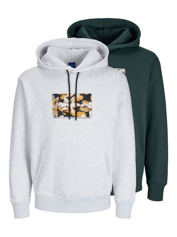 JACK & JONES JACK & JONES Sweater majica 'JORVESTERBRO NEWTON'  šafran / pastelno zelena / tamno zelena / bijela melange