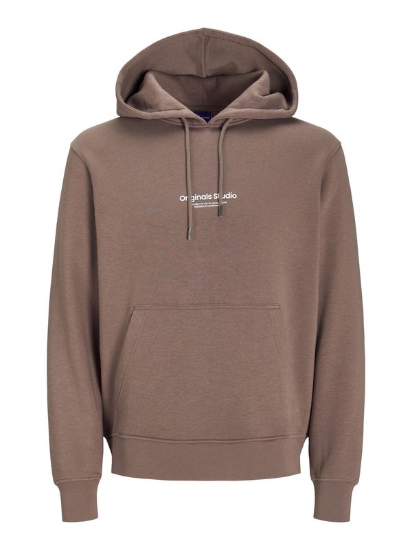JACK & JONES JACK & JONES Sweater majica 'JORVESTERBRO'  smeđa / bijela