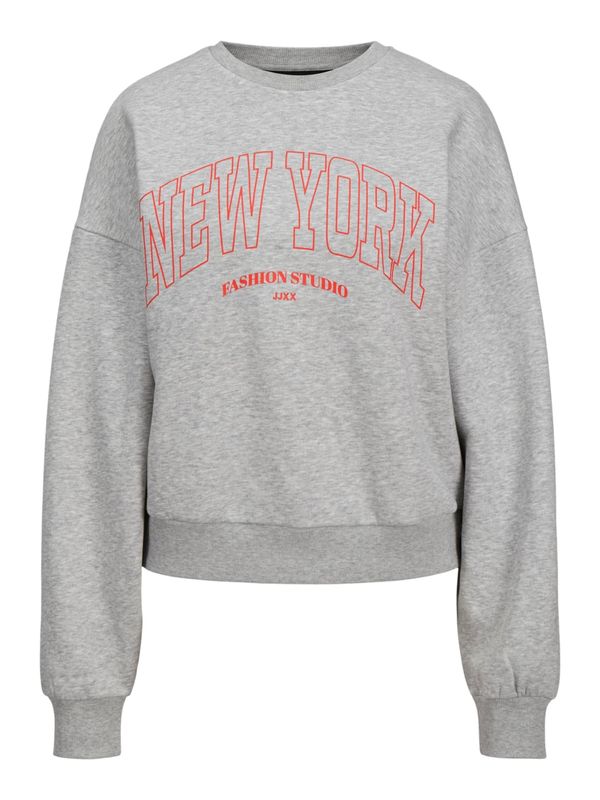JJXX JJXX Sweater majica 'JXMERLE'  siva / narančasto crvena