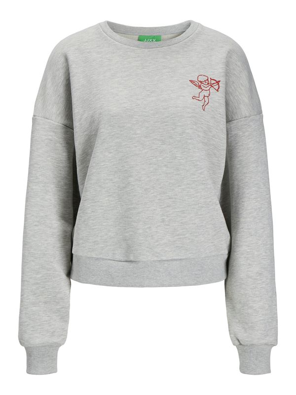 JJXX JJXX Sweater majica 'JXVALENTINE'  siva melange / crvena