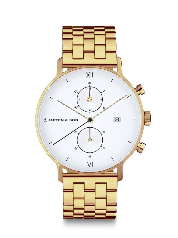 Kapten & Son Kapten & Son Analogni sat 'Chrono Gold Steel'  zlatna / bijela
