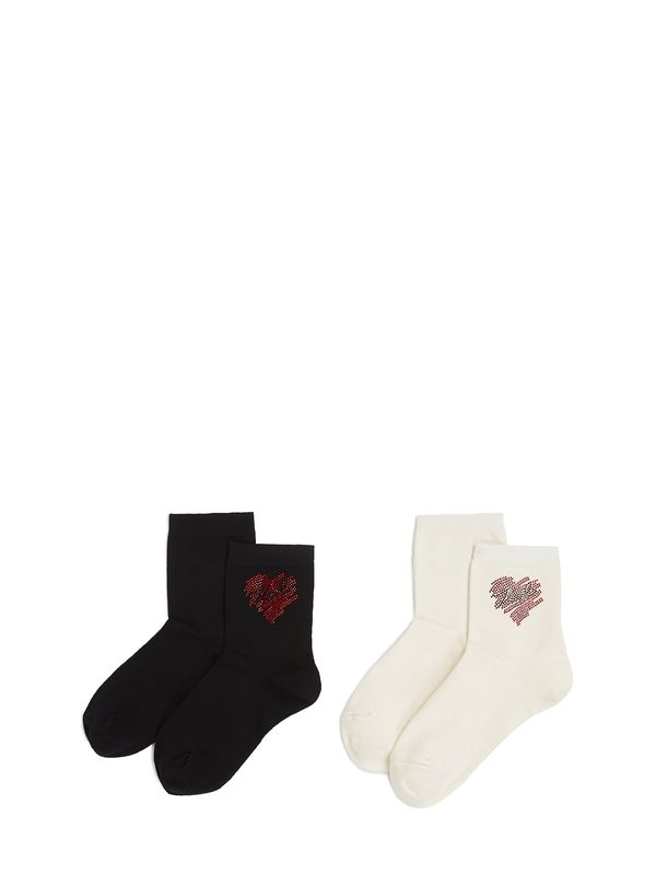 Karl Lagerfeld Karl Lagerfeld Čarape 'HEART'  boja pijeska / crvena / crna
