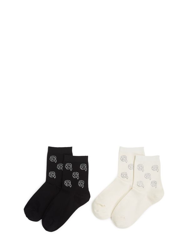 Karl Lagerfeld Karl Lagerfeld Čarape 'RHINESTONE'  ecru/prljavo bijela / crna