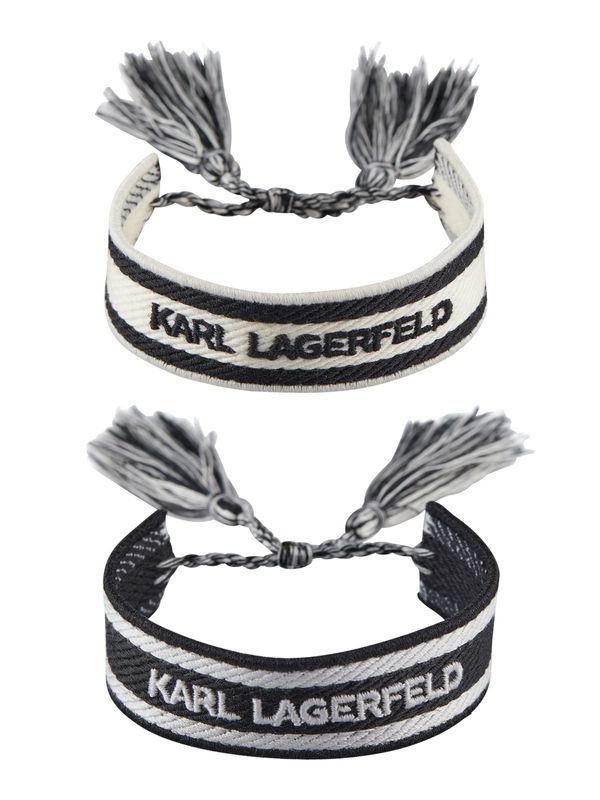 Karl Lagerfeld Karl Lagerfeld Narukvica 'K/WOVEN'  siva / crna / vuneno bijela