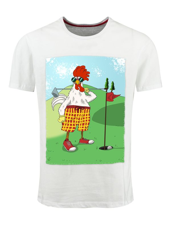 Key Largo Key Largo Majica 'Golfing Chicken'  žuta / zelena / crvena / bijela