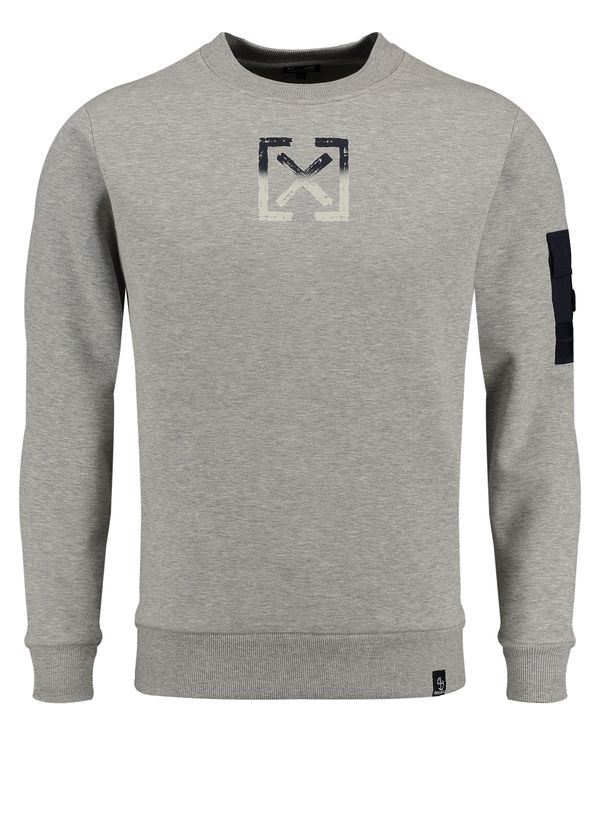 Key Largo Key Largo Sweater majica ' ELECTION'  siva / crna / srebro