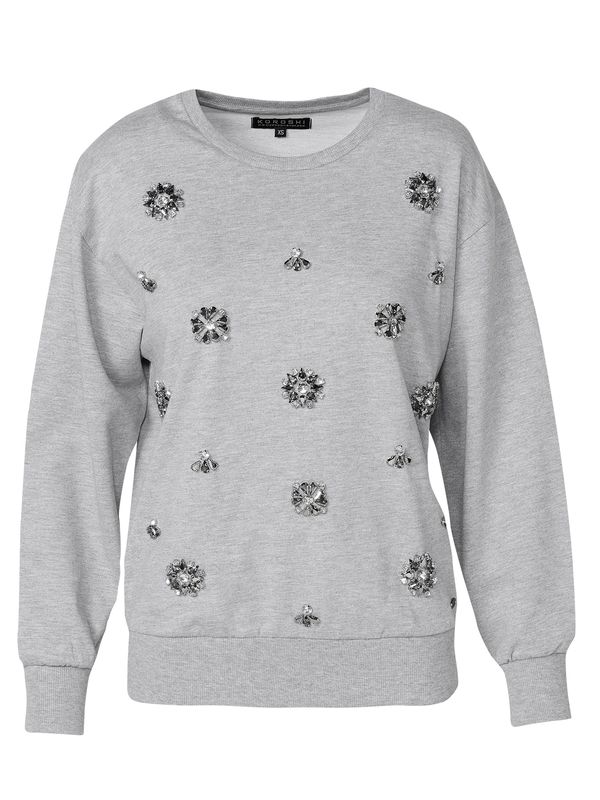 KOROSHI KOROSHI Sweater majica  siva melange / prozirna