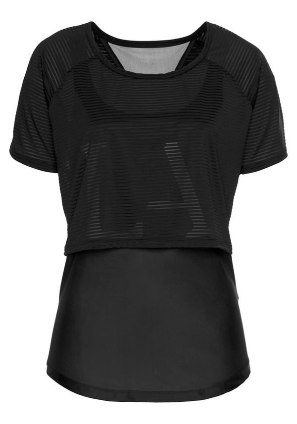 LASCANA ACTIVE LASCANA ACTIVE Tehnička sportska majica 'Digital Mauve'  crna