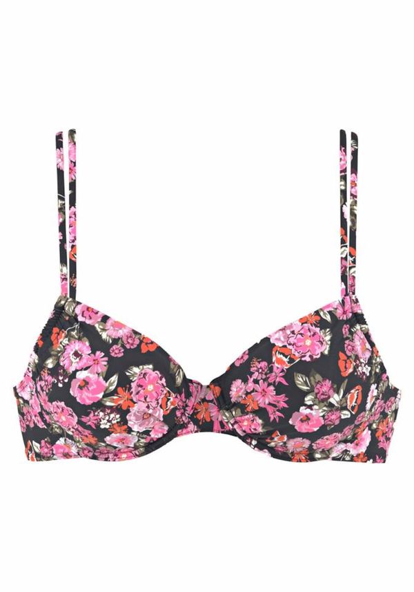 LASCANA LASCANA Bikini gornji dio 'Blümli'  roza / crna