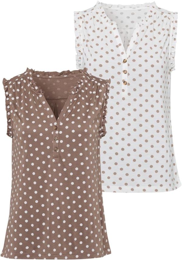 LASCANA LASCANA Bluza  taupe siva / bijela