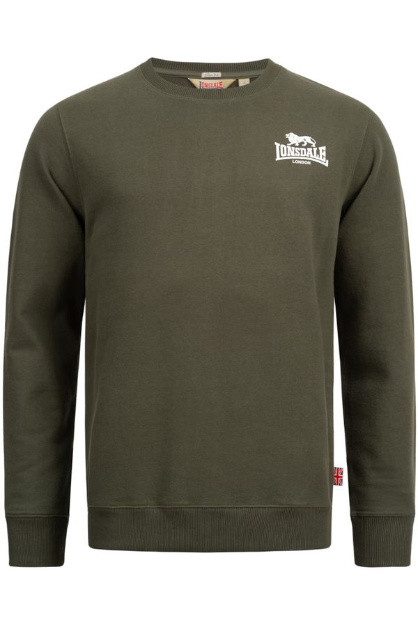 LONSDALE LONSDALE Sweater majica 'LONGRIDGE'  maslinasta / tamno zelena / bijela