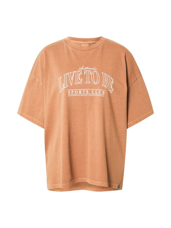 LTB LTB Majica 'YOGAPA'  boja devine dlake (camel) / bijela