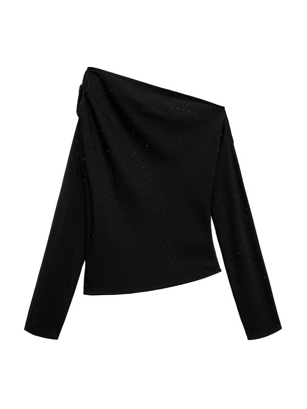 MANGO MANGO Bluza 'Skin'  crna / srebro
