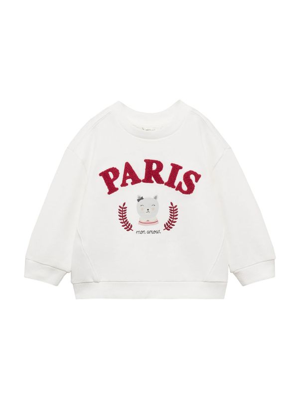 MANGO KIDS MANGO KIDS Sweater majica 'GATO'  svijetlosiva / boja vina / bijela