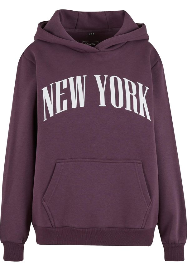 Miss Tee Miss Tee Sweater majica 'New York'  patlidžan / bijela