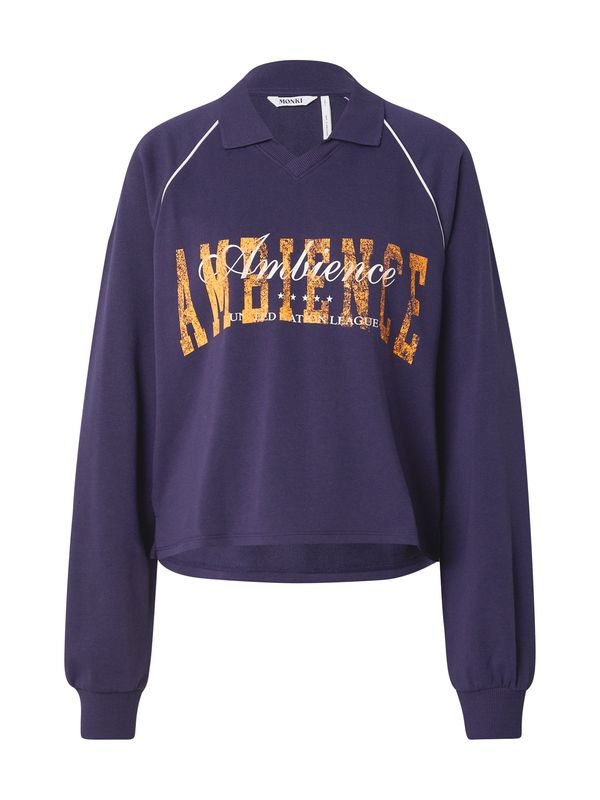 Monki Monki Sweater majica  noćno plava / marelica / bijela