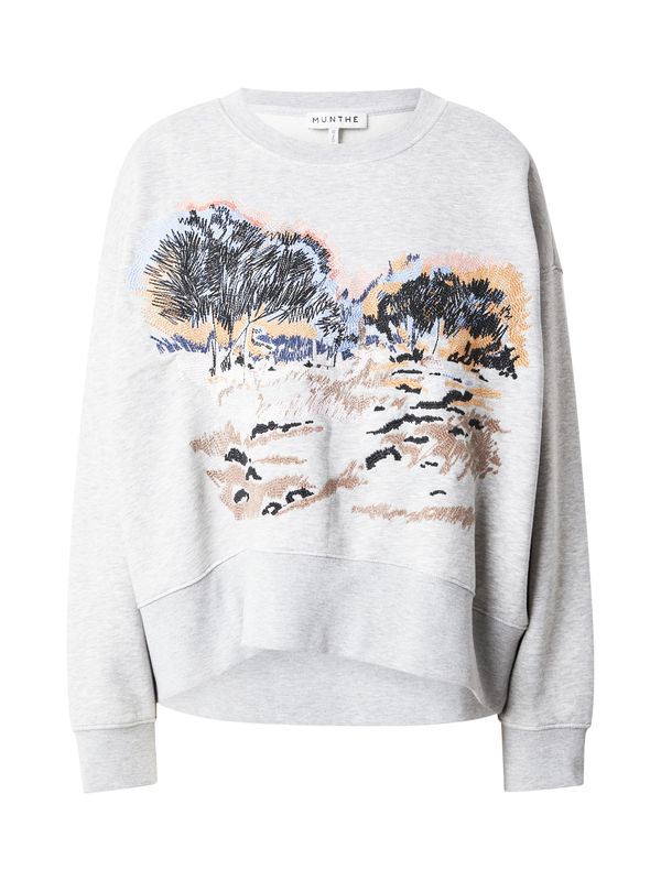 Munthe Munthe Sweater majica 'SAZZILY'  svijetloplava / smeđa / siva melange / crna