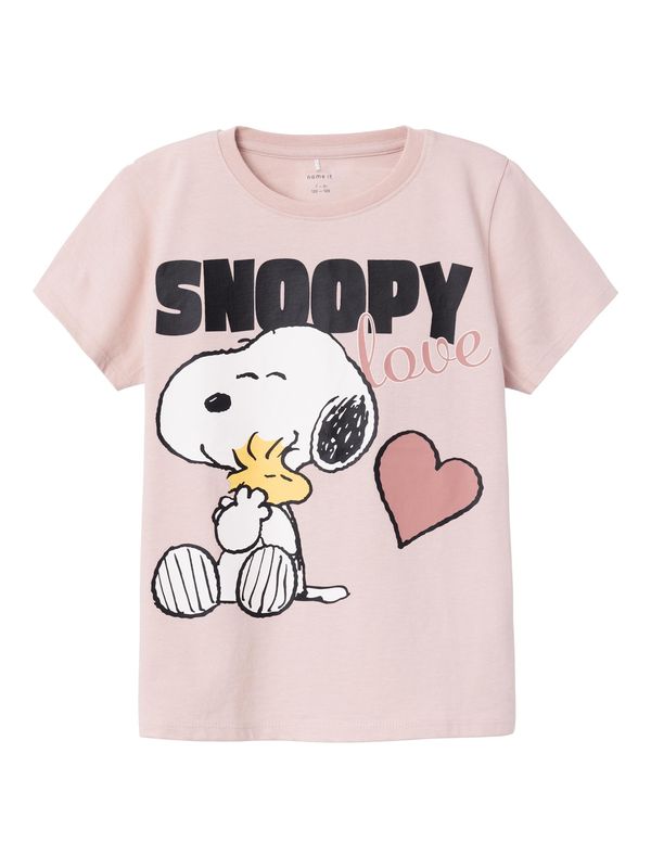 NAME IT NAME IT Majica 'Nanni Snoopy'  rosé / prljavo roza / crna / bijela