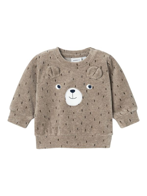 NAME IT NAME IT Sweater majica 'NBNNalwin'  tamno bež / crna / bijela