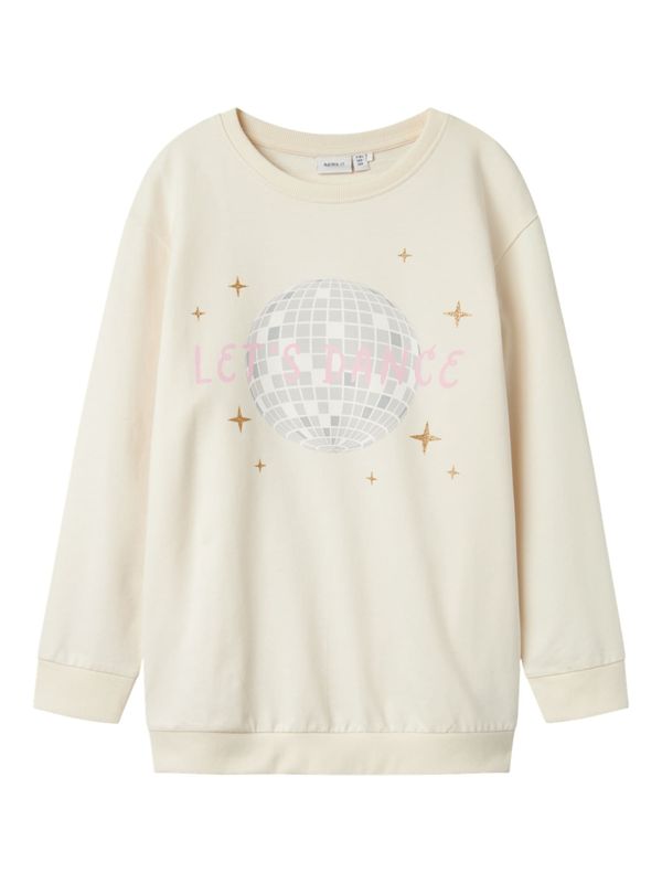 NAME IT NAME IT Sweater majica 'NKFBARRIA'  bež / zlatna / srebrno siva / bijela