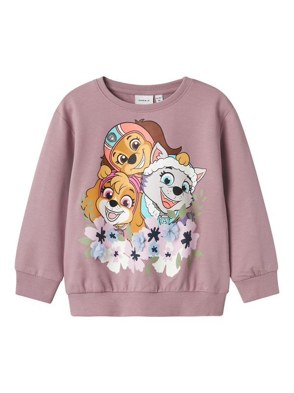 NAME IT NAME IT Sweater majica 'NMFJURA PAW'  tamno smeđa / svijetlosiva / sivkasto ljubičasta (mauve) / narančasta