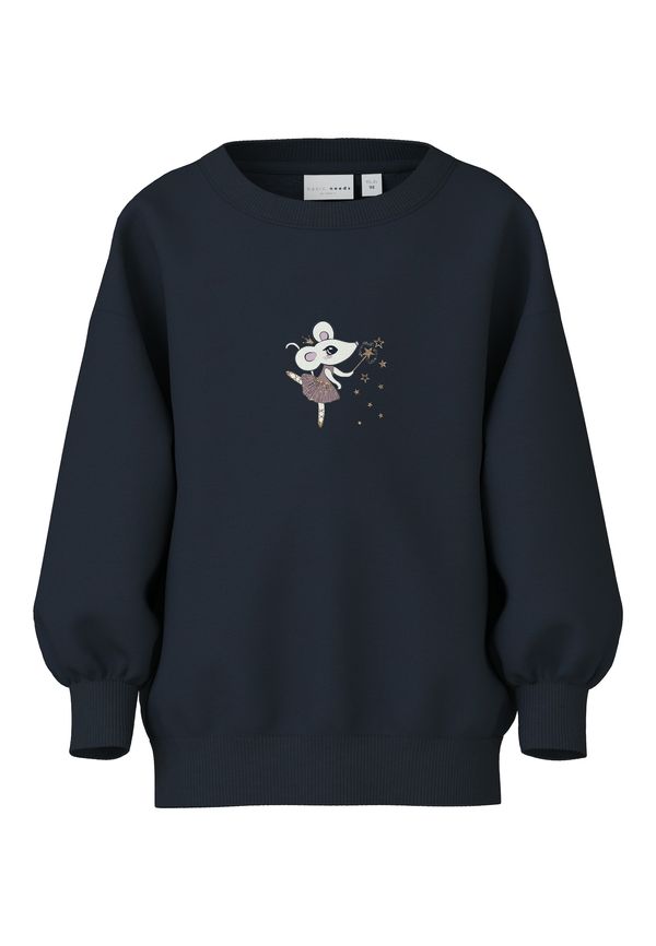 NAME IT NAME IT Sweater majica 'NMFVALONA'  tamno plava / zlatna / lila / bijela