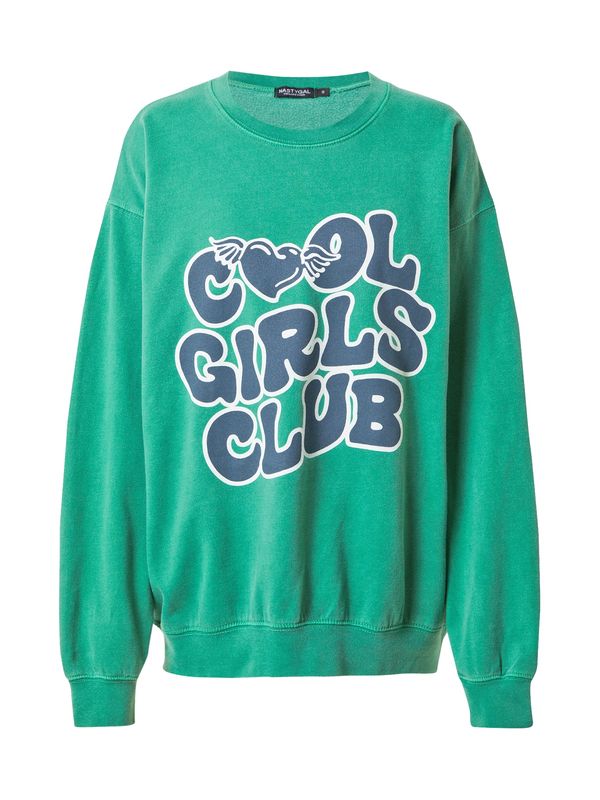 Nasty Gal Nasty Gal Sweater majica 'Cool Girls Club'  žad / tamno zelena / bijela