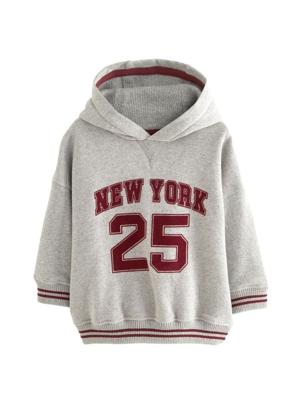 Next Next Sweater majica  siva melange / krvavo crvena