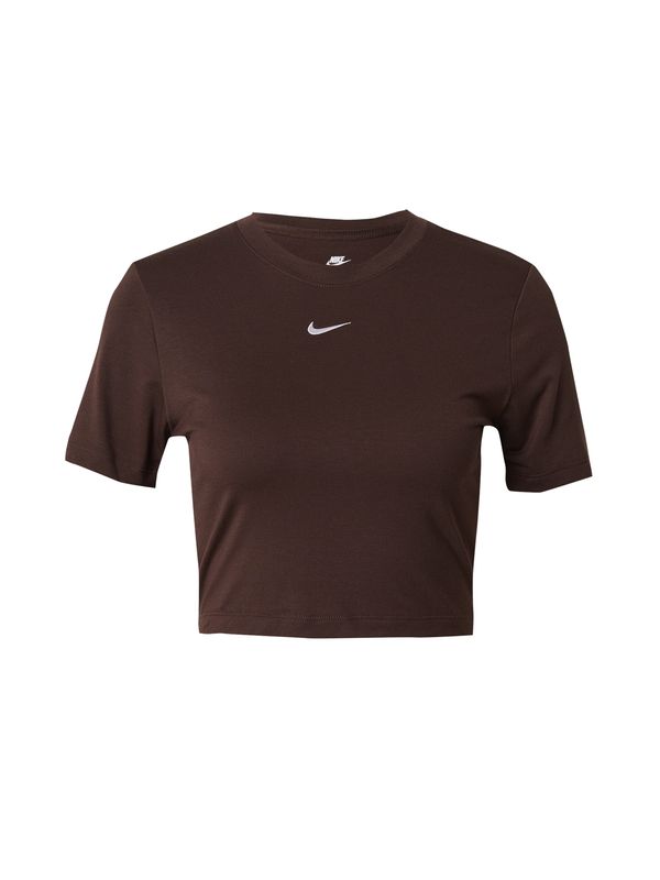 Nike Sportswear Nike Sportswear Majica 'Essential'  tamno smeđa / bijela