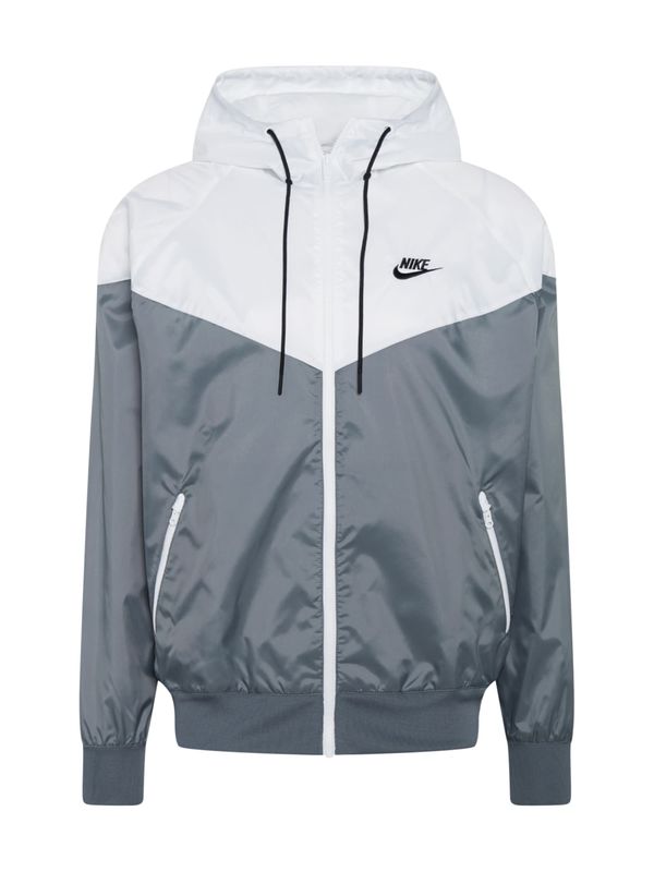 Nike Sportswear Nike Sportswear Prijelazna jakna 'Heritage Essentials'  svijetlosiva / tamo siva / bijela