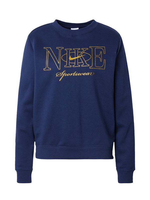 Nike Sportswear Nike Sportswear Sweater majica 'Club Fleece'  mornarsko plava / zlatna
