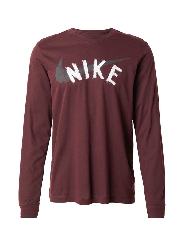 NIKE NIKE Tehnička sportska majica  tamo siva / burgund / bijela