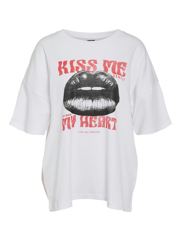 Noisy may Noisy may Majica 'NMIDA KIM LIPS'  crvena / crna / bijela