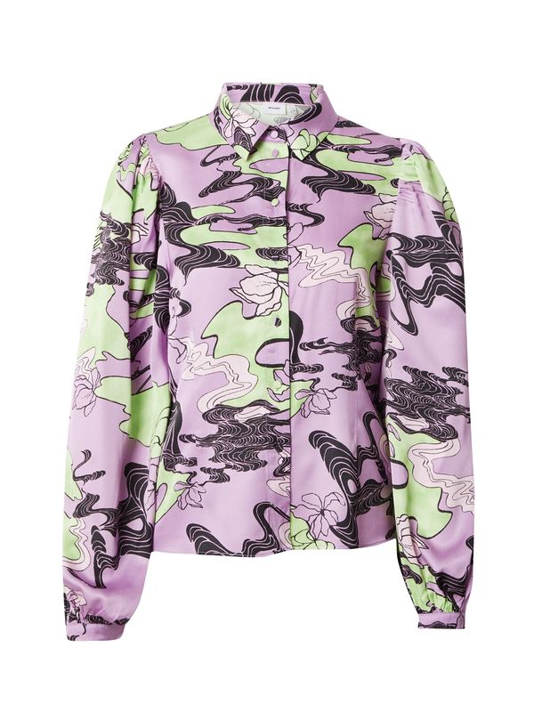 NÜMPH NÜMPH Bluza 'WANDA'  svijetlozelena / lila / svijetloljubičasta / crna