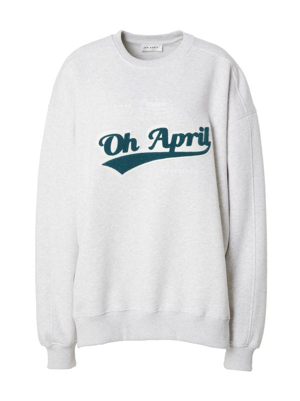 OH APRIL OH APRIL Sweater majica 'Ivo'  svijetlosiva / kraljevski zelena / bijela