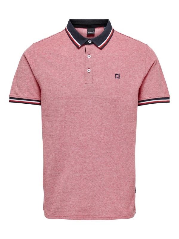 Only & Sons Only & Sons Majica 'Fletcher'  tamno plava / crvena melange / bijela