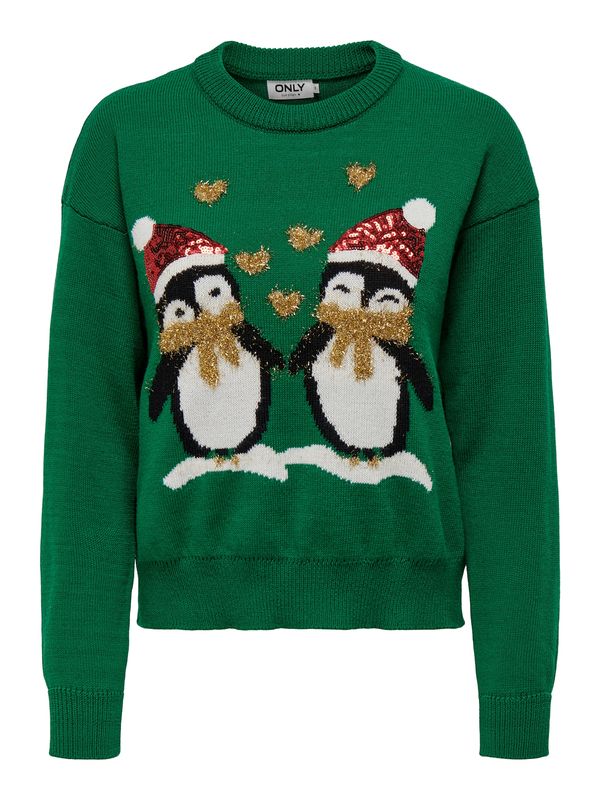 ONLY ONLY Pulover 'ONLXmas Happy'  zlatna / tamno zelena / crna / bijela