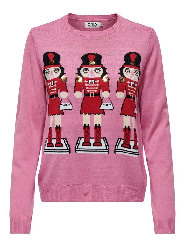 ONLY ONLY Pulover 'XMAS GIRLS'  nude / svijetloroza / crvena / crna