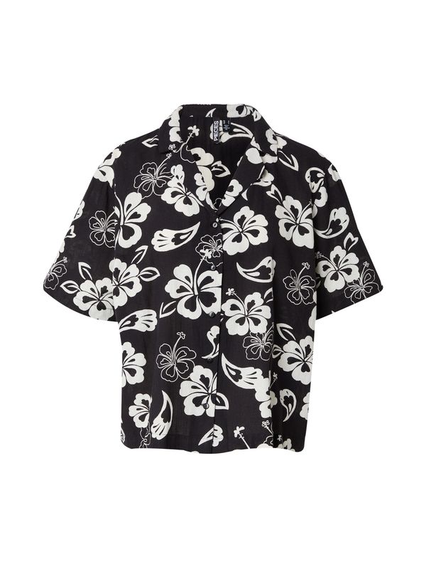PIECES PIECES Bluza 'ALOHA'  crna / bijela