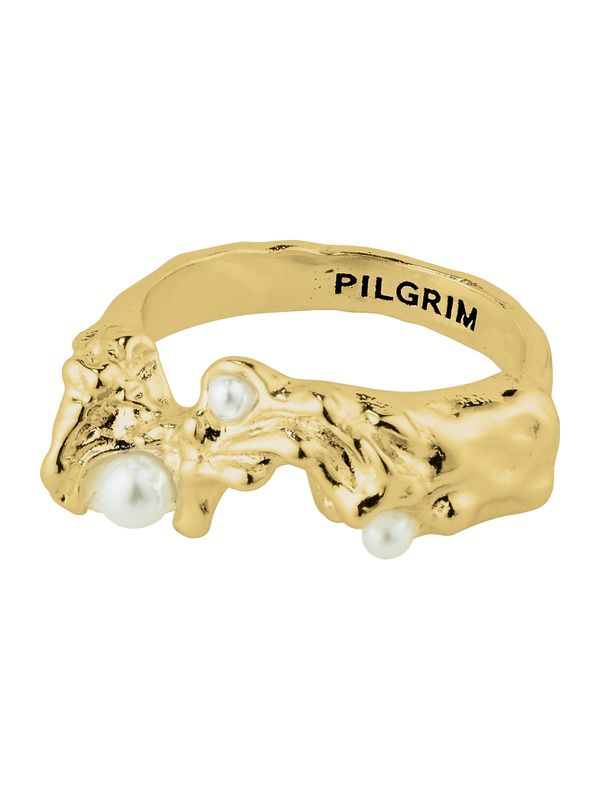 Pilgrim Pilgrim Prsten 'RAELYNN'  zlatna / biserno bijela