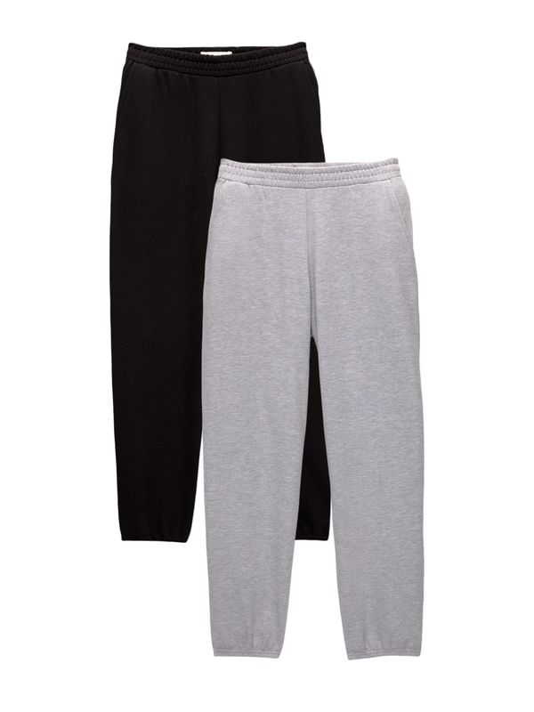 Pull&Bear Pull&Bear Hlače  siva melange / crna