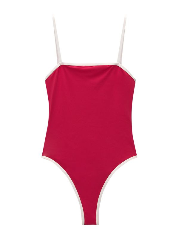 Pull&Bear Pull&Bear Jednodijelni kupaći kostim  crvena / bijela
