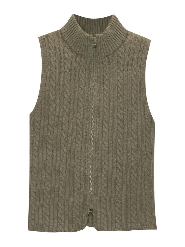 Pull&Bear Pull&Bear Kardigan bez rukava  kaki