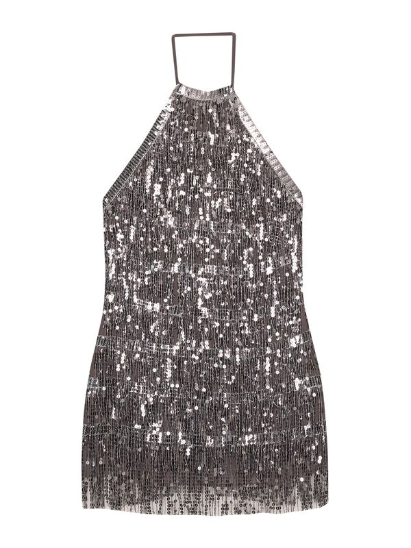 Pull&Bear Pull&Bear Koktel haljina  siva / srebro