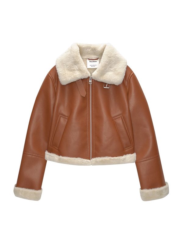 Pull&Bear Pull&Bear Prijelazna jakna  bež / tamno narančasta