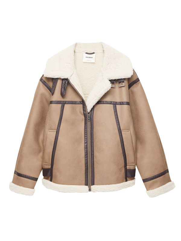 Pull&Bear Pull&Bear Prijelazna jakna  boja pijeska / čokolada / svijetlosmeđa