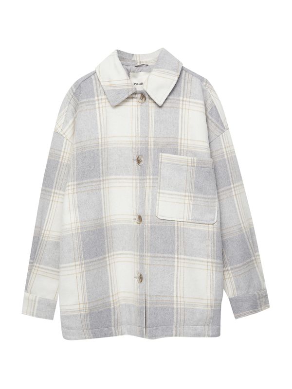 Pull&Bear Pull&Bear Prijelazna jakna  brokat / siva melange / bijela