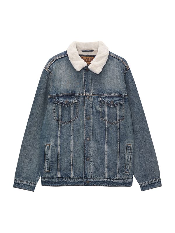 Pull&Bear Pull&Bear Prijelazna jakna  tamno plava / vuneno bijela